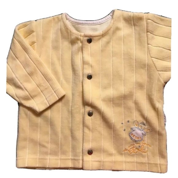 Gorgeous SUCRE D’ORGE Yellow Velour Shirt Jacket, Snaps, 12 Mo, PARIS FRANCE - Picture 1 of 3